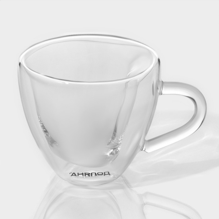 Набор стеклянных кружек с двойными стенками Доляна &laquo;Сердце&raquo;, 150 мл, 11,5&times;8,5&times;8 см, 2 шт