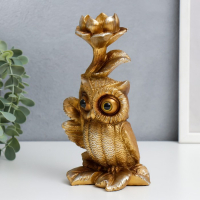 Подсвечник полистоун подставка "Филин Генрих пучеглазый с цветком" бронза 21х8,5х12 см Подсвечник полистоун подставка "Филин Генрих пучеглазый с цветком" бронза 21х8,5х12 см