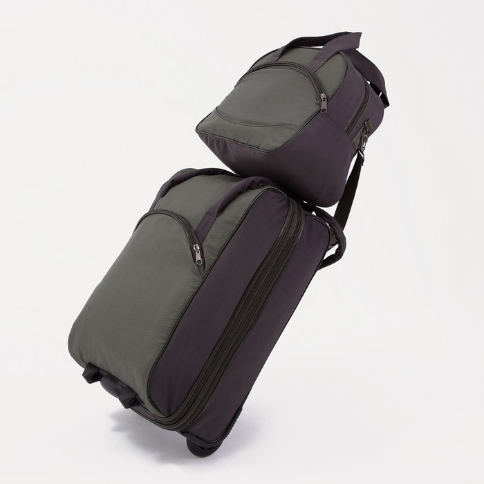 Чемодан малый 20", сумка дорожная на молнии, цвет хаки