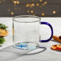 Кружка новогодняя стеклянная &laquo;Снежинки&raquo;, 350 мл