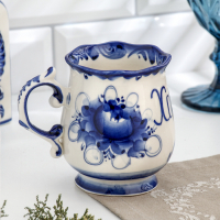 Кружка "Утро Хозяин", 0,3 л, 11х12 см, гжель, фарфор