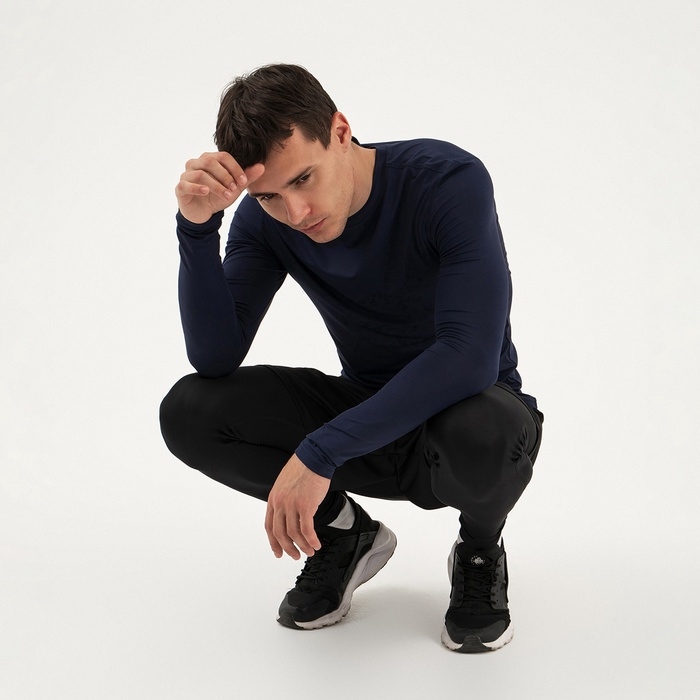 Рашгард мужской с дл. рукавом, базовый, размер L (50), цвет синий