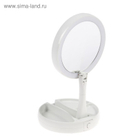 Зеркало Luazon KZ-09, подсветка, настольное, 30 × 16 × 16 см, увеличение х 10, USB, белое Зеркало Luazon KZ-09, подсветка, настольное, 30 × 16 × 16 см, увеличение х 10, USB, белое