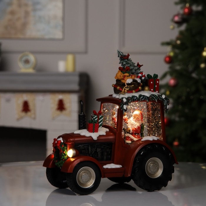 Фигура светодиодная &laquo;Праздничный трактор&raquo;, 25х13х21 см, музыка, батарейки ААх3 (не в комплекте), USB, свечение тёплое белое