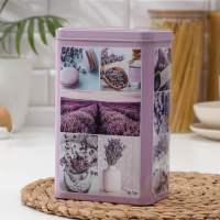 Банка с крышкой для сыпучих продуктов &laquo;Лаванда&raquo;, 2,7 л, прямоугольная, 13,5&times;9,5 см, цвет и рисунок МИКС