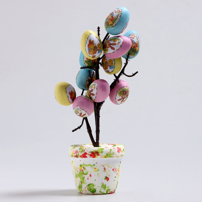 Пасхальный декор &laquo;Яйца в горшке&raquo; 8 &times; 10 &times; 25 см