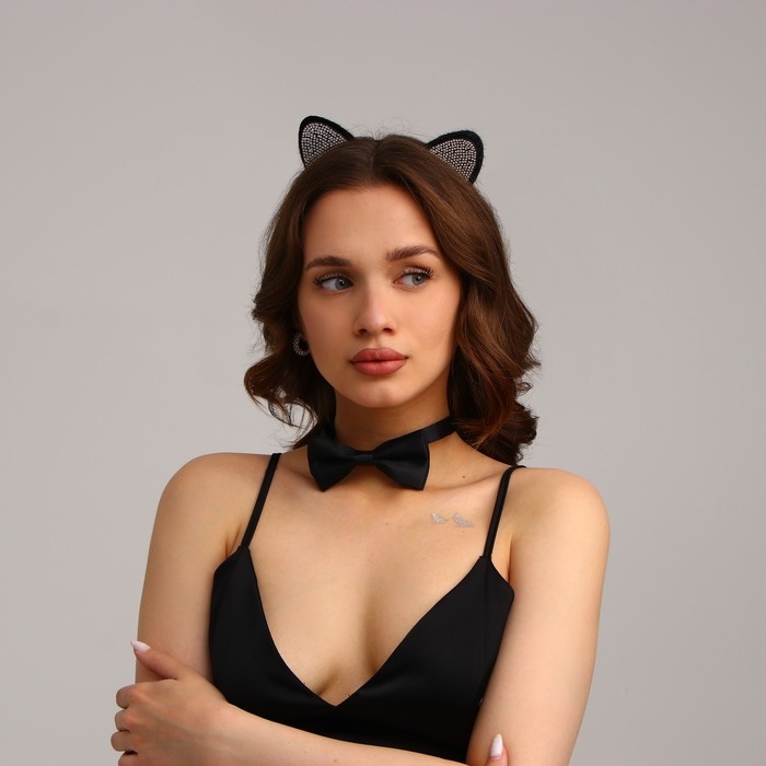 Карнавальный набор взрослый «Стильная кошечка» (ободок - ушки+ бабочка) Карнавальный набор взрослый «Стильная кошечка» (ободок - ушки+ бабочка)