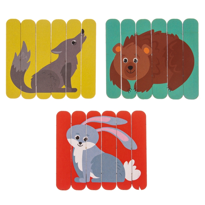 Головоломка. Собери 6 картинок &laquo;Лес&raquo;, двусторонние палочки