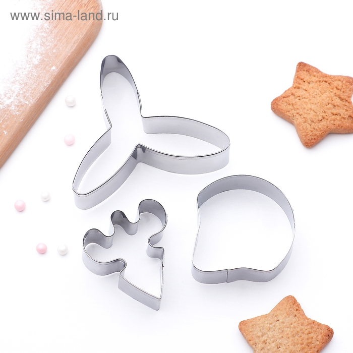 Набор форм для печенья Доляна &laquo;Лепестки орхидеи&raquo;, 7&times;7 см, 3 шт, цвет серебристый