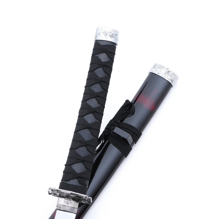 Сув. изделие катаны 3в1 на подставке, ножны дерево, черные с дымкой бордо глянец 51/77/100см