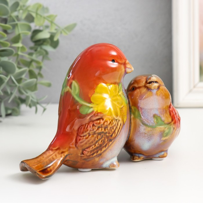 Сувенир керамика Сувенир керамика "Воробьи с цветами" МИКС 10х16,5х10 см