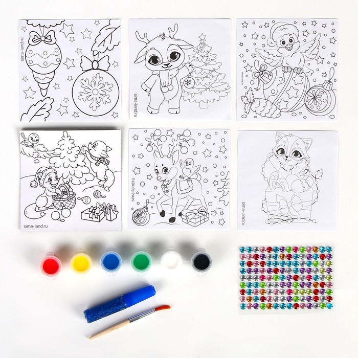 Ёлочные шары под раскраску на новый год &laquo;Время сказки&raquo;, 6 шт, d = 7см, новогодний набор для творчества