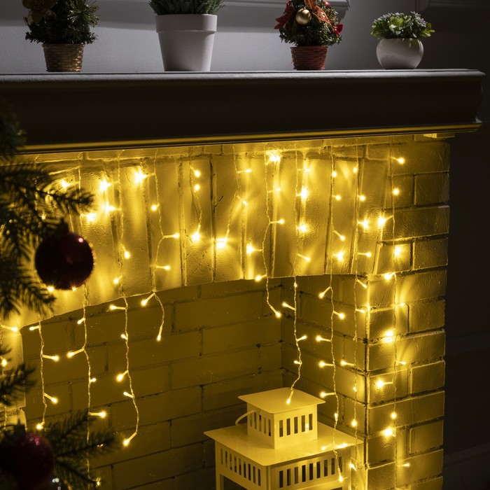 Гирлянда &laquo;Бахрома-арка&raquo; 1 &times; 1 м, IP20, прозрачная нить, 126 LED, свечение тёплое белое, 8 режимов, 220 В