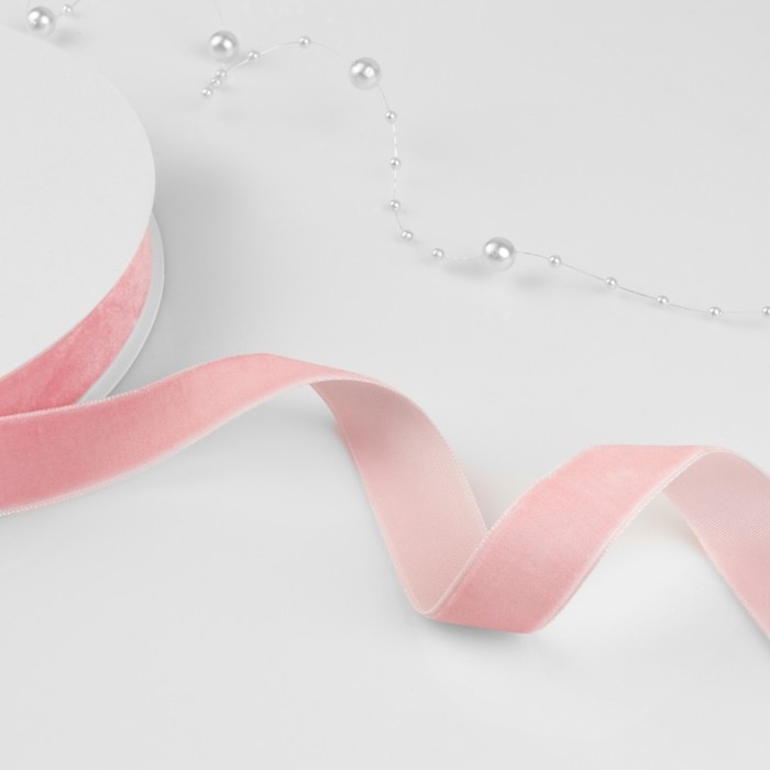 Лента бархатная, 20 мм, 18 ± 1 м, цвет розовый №08 Лента бархатная, 20 мм, 18 ± 1 м, цвет розовый №08