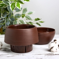 Горшок для цветов c поддоном &laquo;Япония&raquo;, 2 л, цвет тёмно-коричневый