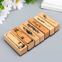 Печать дерево "Цветы и колбы" набор 7 шт 2,5х7,5х12 см Печать дерево "Цветы и колбы" набор 7 шт 2,5х7,5х12 см