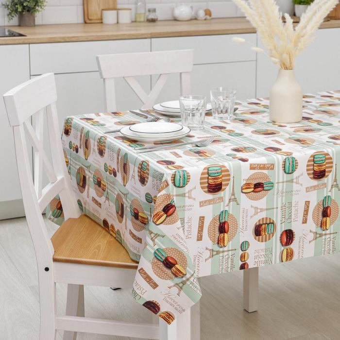 Клеёнка на стол Доляна &laquo;Макаруны&raquo;, на тканевой основе, рулон 20 метров, ширина 137 см, общая толщина 0,22 мм, цвет бежевый