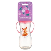 Бутылочка для кормления &laquo;Оленята: мамы и малыши&raquo;, классическое горло, 250 мл., от 0 мес., приталенная, с ручками