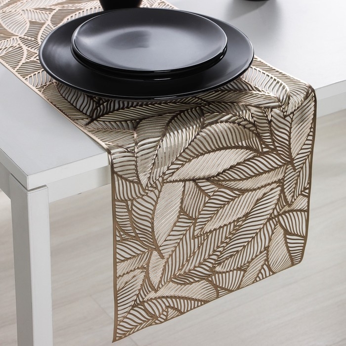 Дорожка на стол Доляна &laquo;Листопад&raquo;, 30&times;150 см, цвет золотой