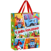 Набор подарочных пакетов, 31х40х11.5 см, Синий трактор