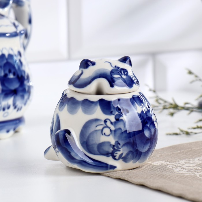 Солонка &laquo;Кот&raquo;, гжель