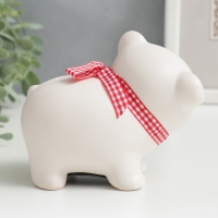 Копилка керамика "Белый мишка с бантом" 10х11х6,3 см
