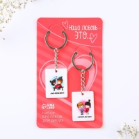 Брелок для ключей парный &laquo;Наша любовь это...&raquo;, акриловый, 13,3 х 8