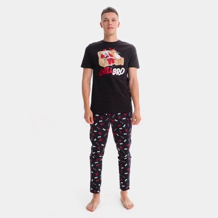 Пижама мужские KAFTAN "Chill bro", цвет чёрный, размер 56