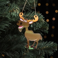 Ёлочная игрушка двусторонняя "Лось", 9х6 см Ёлочная игрушка двусторонняя "Лось", 9х6 см