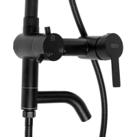 Душевая система ZEIN ZS-65BL, смеситель, троп. и ручная лейка квадрат, нерж. сталь, черный Душевая система ZEIN ZS-65BL, смеситель, троп. и ручная лейка квадрат, нерж. сталь, черный