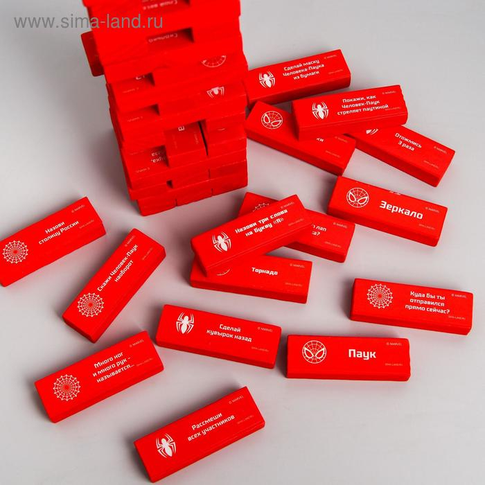 Игра Падающая башня Игра Падающая башня "Для настоящих героев", Человек-паук, 54 бруска