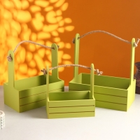 Набор кашпо деревянных 3 в 1 (29&times;18&times;33; 25&times;15&times;30; 21&times;12&times;23) "Аром", Фисташковый