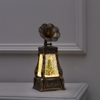 Светодиодная фигура &laquo;Граммофон с ёлкой&raquo; 11 &times; 28 &times; 11 см, пластик, батарейки ААх3 (не в комплекте), USB, свечение тёплое белое