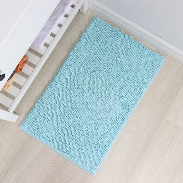 Коврик для ванной Доляна «Букли длинные», 50×80 см, длина букли 2 см, цвет голубой Коврик для ванной Доляна «Букли длинные», 50×80 см, длина букли 2 см, цвет голубой