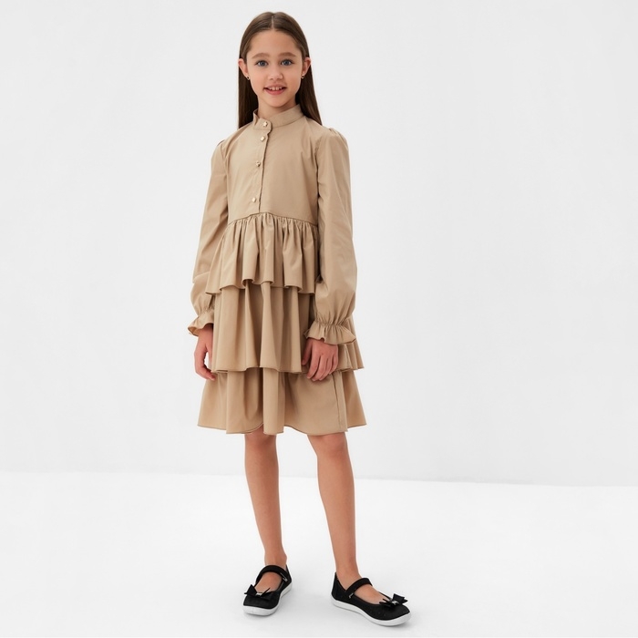 Платье для девочки MINAKU цвет бежевый,  рост 116 см