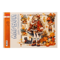 Альбом для рисования А4, 32 листа на гребне "Ассорти. Выпуск №3", обложка мелованный картон, перфорация, блок 100 г/м2, МИКС