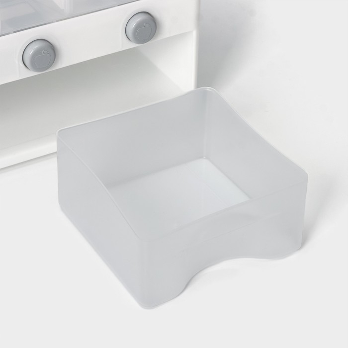 Контейнер с дозатор для сыпучих продуктов, 6 ячеек, 39&times;14,5&times;32 см, цвет белый