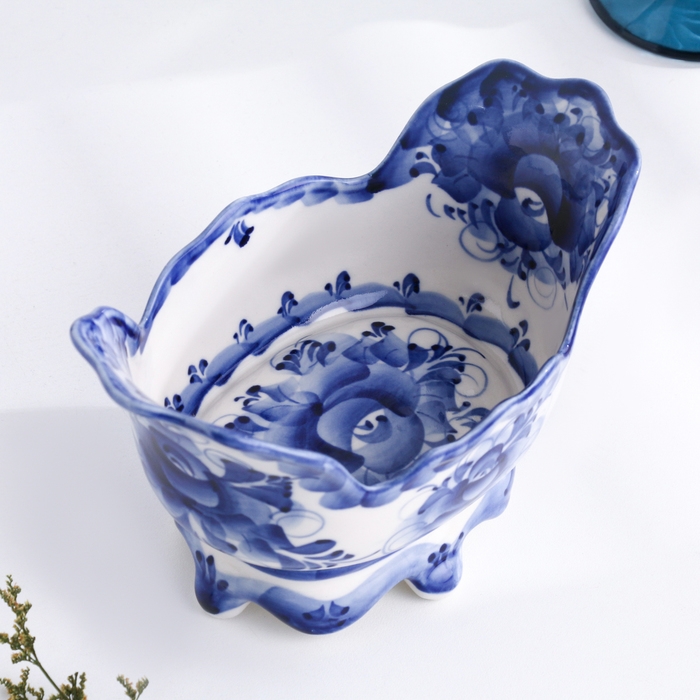 Икорница "Ванночка", 12 х 11 см, гжель
