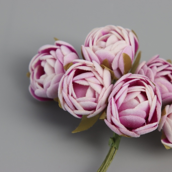 Декор для творчества Декор для творчества "Пионы" бело-фиолетовые (1 набор=1 букет) в букете 6 шт 2,5х10,5 см