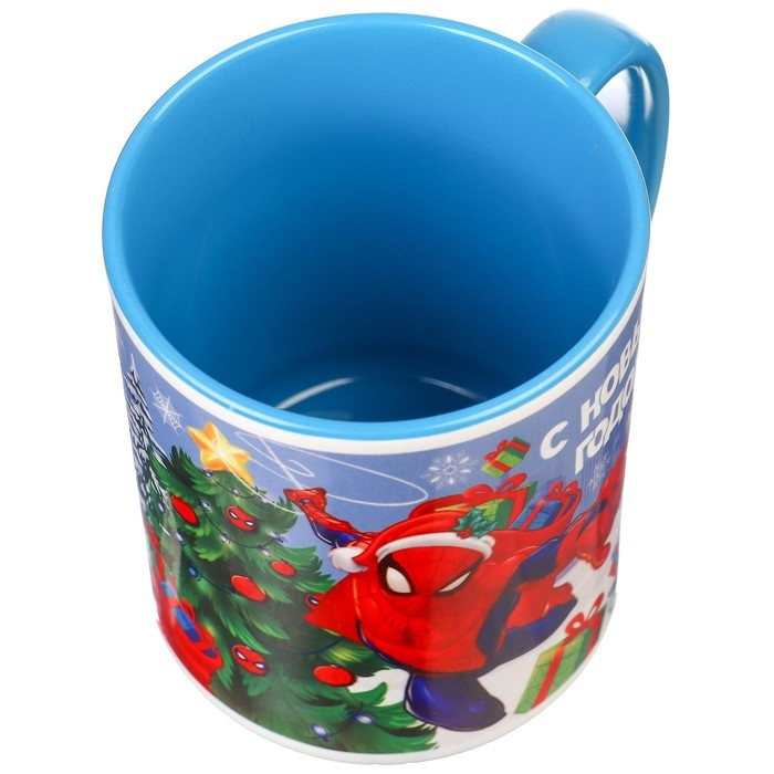Кружка керамическая "С Новым годом!" 320 мл, Человек паук