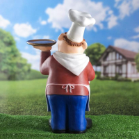 Садовая фигура "Шеф-повар с подносом" 15х36х62см Садовая фигура "Шеф-повар с подносом" 15х36х62см