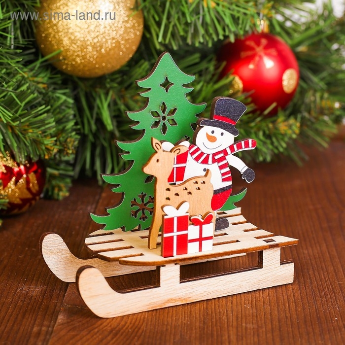 Декор «Снеговик с оленем на санях» Декор «Снеговик с оленем на санях»