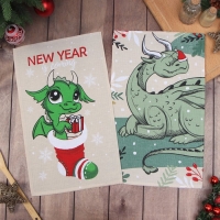 Новый год. Набор полотенец Доляна "Новогоднее настроение" 28х46 см - 2 шт, 100% хл, вафля 160 г/м2