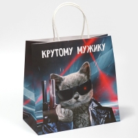 Пакет подарочный, упаковка, &laquo;Мужику&raquo;, 22 х 22 х 11 см