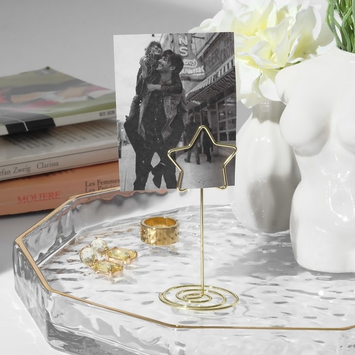 Ценникодержатель с зажимом «Звезда», 3,3×3,3×8,3 см, цвет золото Ценникодержатель с зажимом «Звезда», 3,3×3,3×8,3 см, цвет золото