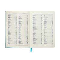 Ежедневник недатированный A5, 140л, клетка, кожзам, на резинке, желтый срез, Синий