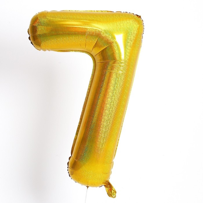 Шар фольгированный 40" &laquo;Цифра 7&raquo;, голография, золото