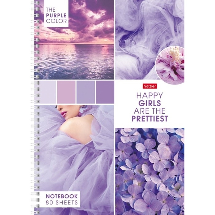 Тетрадь A4, 80 листов в клетку на гребне Тетрадь A4, 80 листов в клетку на гребне "Калейдоскоп Моментов", обложка мелованный картон, блок 65 г/м2, 4В МИКС