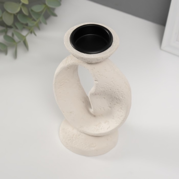 Подсвечник гипс, металл на 1 свечу "Абстракция. Лента" d=3,8 см 7,5х10х16,5 см