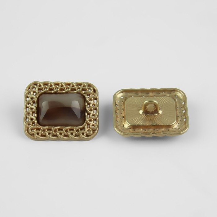 Набор металлических пуговиц на ножке, 18 × 21мм, 3 шт, цвет коричневый/золотой Набор металлических пуговиц на ножке, 18 × 21мм, 3 шт, цвет коричневый/золотой